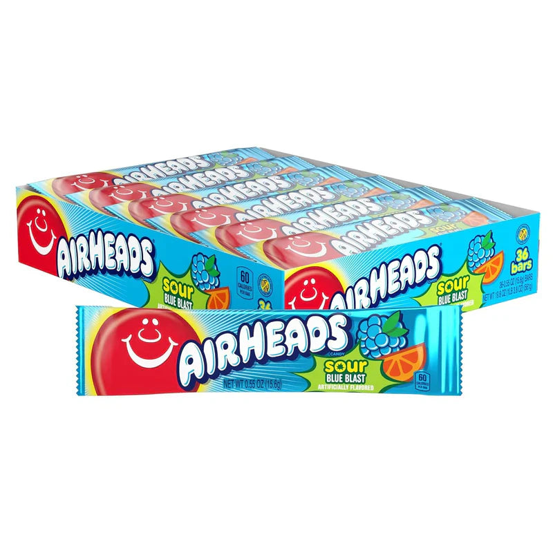 Airheads Sour Blue Raspberry Single Bar (36 x 15,6gr)